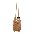 Elegant retro beige handmade macrame mesh hollow shoulder bag for women with inner pouch - Hollow Woven Mesh Bag / Khaki