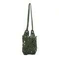 Vintage green macrame mesh shoulder bag featuring a matching fabric inner pouch - Hollow Woven Mesh Bag / Green