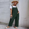 Dark green loose sleeveless overalls jumpsuit for women in a trendy casual style - S / Dresses / Dark Green