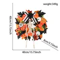 Large 40cm Halloween skeleton wreath with pumpkins and maple leaves for festive wall decor - Halloween Maple Leaf Skeleton Wreath / 40cmx40cmx8cm