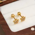 Elegante piercing per elice a forma di tartaruga dorata in acciaio titanio con vite - Tartaruga Strass Oro Coppia