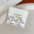Zoete snoepkleurige vierkante oorknopjes met blauw hartpatroon in dopamine-stijl - Hart Vierkante Stijl (FKW4) / Standaard / Blauw Hart