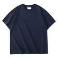 Zwaargewicht 280g puur katoenen oversized t-shirt met verlaagde schouders in marineblauwe kleur - S / Tops / Zwart