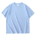 Zwaargewicht 280g puur katoenen lichtblauw T-shirt, oversized model met verlaagde schouders - S / Tops / Hemelsblauw