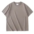 Oversized T-shirt van zware 280g katoen met verlaagde schouders in taupe kleur - S / Tops / koffiekleur