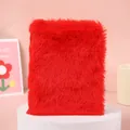 Rood pluizig A5-notitieboek met zachte pluche kaft voor studenten en DIY-journaling - A5: 22.5*15.5*3CM / Rood