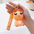Simpatico portachiavi a forma di drago arancione, giocattolo antistress con occhi pop - Con Portachiavi a Tracolla a Cartone Animato / 8cm / Arancione