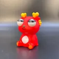 Giocattolo antistress drago rosso con corna a cuore, mascotte dell'anno del dragone - 11cm (Busta OPP) / Rosso