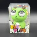 Giocattolo antistress a forma di drago verde con occhi sporgenti in scatola trasparente - Dragone Occhi Pop (Confezione Regalo) / Verde scuro