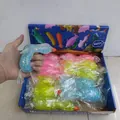 Blauwe glitter eend squishy geheugenzand speelgoed variant in een kleurrijke doos - Eend / Maltose Eend