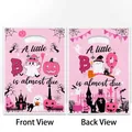 Front and back view of pink Halloween gift bags featuring ghost and pumpkin cartoon prints - Printed / 10 Pieces/Pack