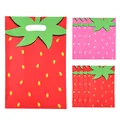 Red and pink strawberry print pearlescent film gift bags for candy and party favors - 10 Pieces Pack