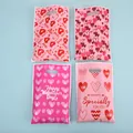 Bolsas de regalo de San Valentín con corazones rosas y texto de Happy Valentine's Day - Estampado Gráfico / Paquete de 10