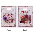 Vorder- und Rückseite einer floralen 'I Love Reading' Geschenktüte für Süßigkeiten und Snacks - Grafikdruck / 10er Pack