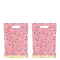Pink plastic gift bags with donut sprinkle pattern for kids birthday party favors - Printed / 10 Pieces/Pack