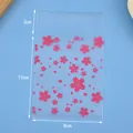 Halbdurchsichtige, mattierte Kirschblüten-Selbstklebetasche für Süßigkeiten und Geschenke - Mattierte Kirschblüte / 100 Stück/Packung (8x10+3cm)