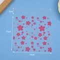 Transparente selbstklebende Verpackungstüte mit rosa Kirschblüten, 14x14cm - Mattierte Kirschblüte / 100 Stück/Packung (14x14+3cm)