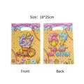 Cartoon baseball ice cream theme plastic gift bags, front and back view, 18x25cm size. - 10 Pieces Pack