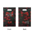 Front and back view of elegant red rose pattern gift bags for Valentine's Day party favors - Graphic Print / 10 Pieces/Pack (16.5x25cm)