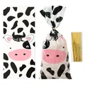 Cute cartoon cow print OPP plastic party favor bags with gold twist ties for candy - Cow Printed Style / 100pcs Pack