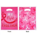 Pink ribbon print pearlescent gift bag with 'We Fight Together' text for party favors - 10 Pieces Pack / Pink Print
