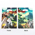 Fantasy dragon print gift bags for candy packaging showing front and back views - Graphic Print / 10 Pieces Pack