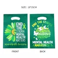 Green mental health awareness plastic gift bags 18x25cm with end the stigma slogans - Graphic Print / 10 Pieces/Pack (18x25cm)