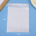 Sachet auto-adhésif dépoli semi-transparent à pois blancs pour pâtisserie, taille 15x18cm - 15*18+3cm / Givré