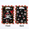 Front and back view of pirate-themed plastic gift bags for party favors - Graphic Print / Pack of 10 (18x25cm)