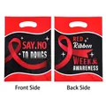 Red Ribbon Week awareness gift bags showing front and back views with printed messages - 10 Pieces Pack