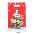 Sac cadeau de Noël festif en plastique rouge avec motif Père Noël et renne, 25x16,5 cm - 10 Pièces/Pack