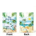 Summer beach party gift bag with watercolor theme showing both front and back views - Beach Style / 10 Pieces Pack