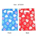 Hawaiian floral print plastic gift bags size 18x25cm showing front and back view - 10 Pieces Pack / 18*25cm