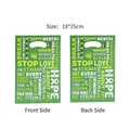 Green mental health awareness plastic gift bag, 18x25cm size variant showing both sides - 10 Pieces Pack