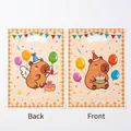 Front and back view of Capybara birthday gift bags with yellow plaid and balloons - Graphic Print / 10 Pieces Pack
