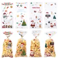 Weihnachts-Geschenktüten aus OPP mit Weihnachtsmann- und Baummustern für Süßigkeiten - Weihnachten 4-in-1 Stil (50 Stück/Packung)