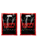 Black and red Happy Birthday gift bags with colorful lights pattern for party treats - 10 Pieces Pack