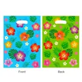 Tropical floral print handheld gift bags for party favors, showing front and back - Graphic Print / 10 Pieces Pack