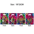 Vibrant rainbow leopard print plastic gift bags for birthday parties, 18x25cm size - 10 Pieces Pack