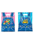 Set of colorful denim style party gift bags featuring rainbow and school bus designs for birthdays. - Graphic Print / 10 Pieces/Pack (18*25cm)