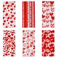 Bolsas de caramelos de San Valentín con motivos de corazones rojos para regalos - 12.5*27.5cm / 6 Estilos de Corazón Rojo Mixtos / Juego de 60 Piezas