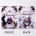 Purple witch themed baby shower gift bags with magic cauldron and ghost patterns - Graphic Print / 10 Pieces/Pack (18x25cm)