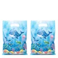 Deux sacs cadeaux pour fête sur le thème de l'océan avec motifs de baleines et d'animaux - Style Imprimé (10 Pièces/Paquet) / 18*25cm