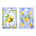 Mittelmeer Zitronen-Geschenkbeutel mit blauen Majolika-Fliesenmustern im 2er-Set - Grafikdruck / 10er Pack / 18*25cm