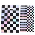 Holographic black and white checkerboard party gift bags with handles for birthdays - Printed Checkerboard / 10 Pieces Pack
