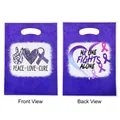 Purple printed plastic gift bags with handles showing front and back designs - Graphic Print / 10 Pieces Pack