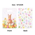 Easter holiday gift bag featuring cartoon rabbit and eggs pattern, 18x25cm size - Cartoon Rabbit & Easter Egg Print / 10 Pieces Pack