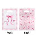 Detail view showing both front and back designs of pink bow ribbon gift packaging bags - Pink Bowknot Print / 10 Pieces/Pack (18*25cm)