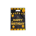Sac cadeau joyeux anniversaire festif en plastique noir et or pour fête d'enfants - Imprimé Anniversaire Noir Or / Lot de 10