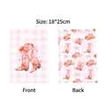 Pink plaid gift bag with cowboy boot illustration for girls' parties, 18x25cm in size - Printed Cowboy Boots / 10 Pieces/Pack